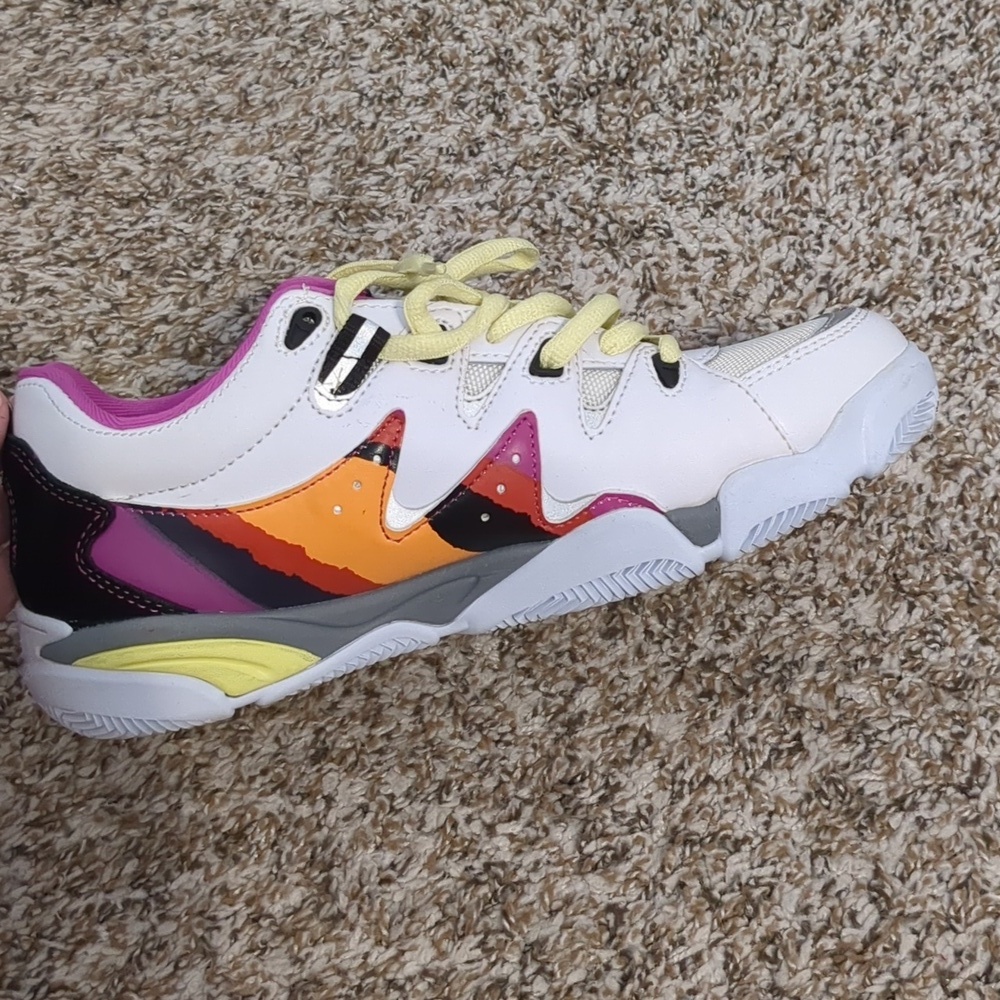 Es Symbol Puffy White Purple Skate Sneakers with Yellow Laces 90s Y2K - Picture 6 of 10